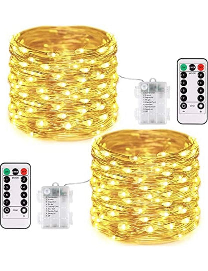 Guirlande lumineuse solaire d'extérieur Lighteme, lot de 2, fil de cuivre, étanche, avec 8 modes d'éclairage