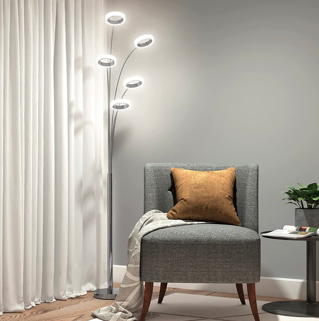 Lighteme Optical LED Integrierte Stehleuchte, Chrom 