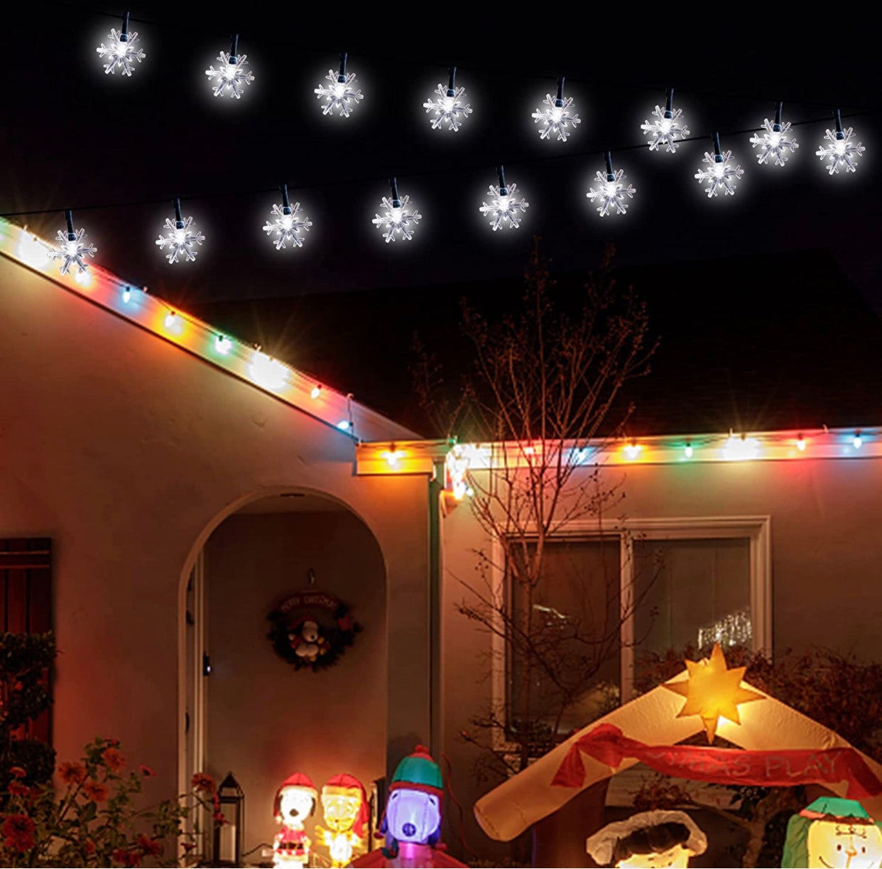 Guirlande lumineuse solaire Lighteme de 10 m, 100 LED, 8 modes d'éclairage, étanche