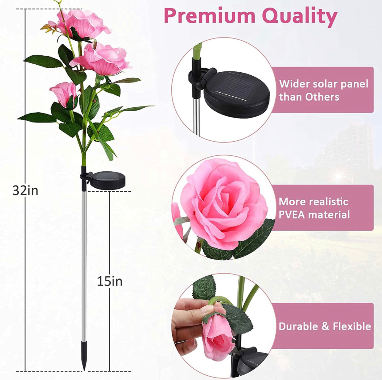 Lighteme Solar-LED-Rosenblumenlicht (2er-Pack)
