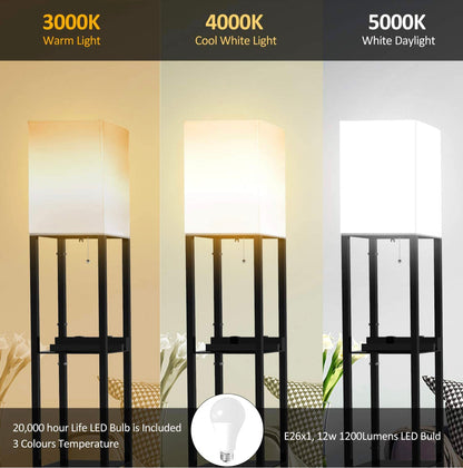 Chargeur de lampadaire Lighteme - Lampadaire d'étagère avec ports de charge USB et prise électrique 