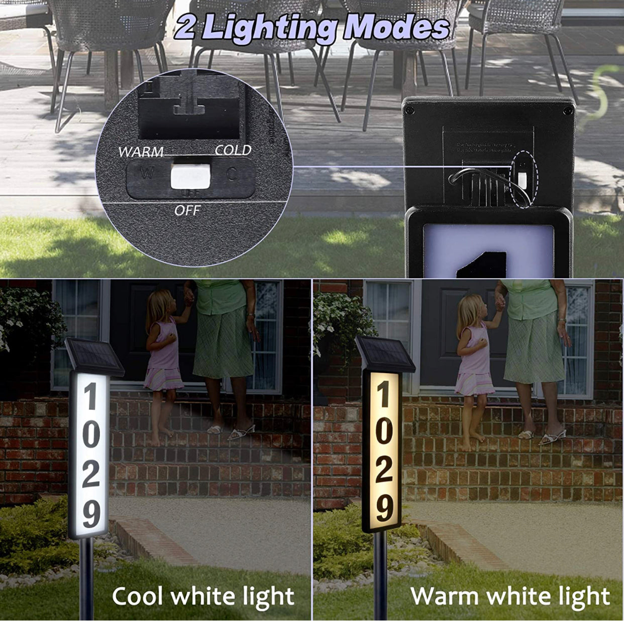 Lighteme Solar beleuchtetes Hausnummernschild, 25 Lumen, fünfstellig