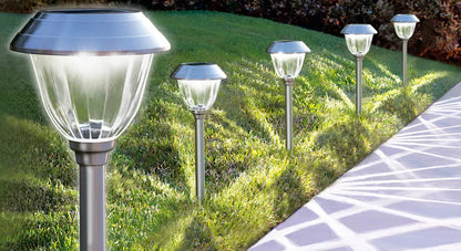 Lighteme 10er-Pack Solar-Wege-LED-Leuchten für den Außenbereich, 15 Lumen, Edelstahl 