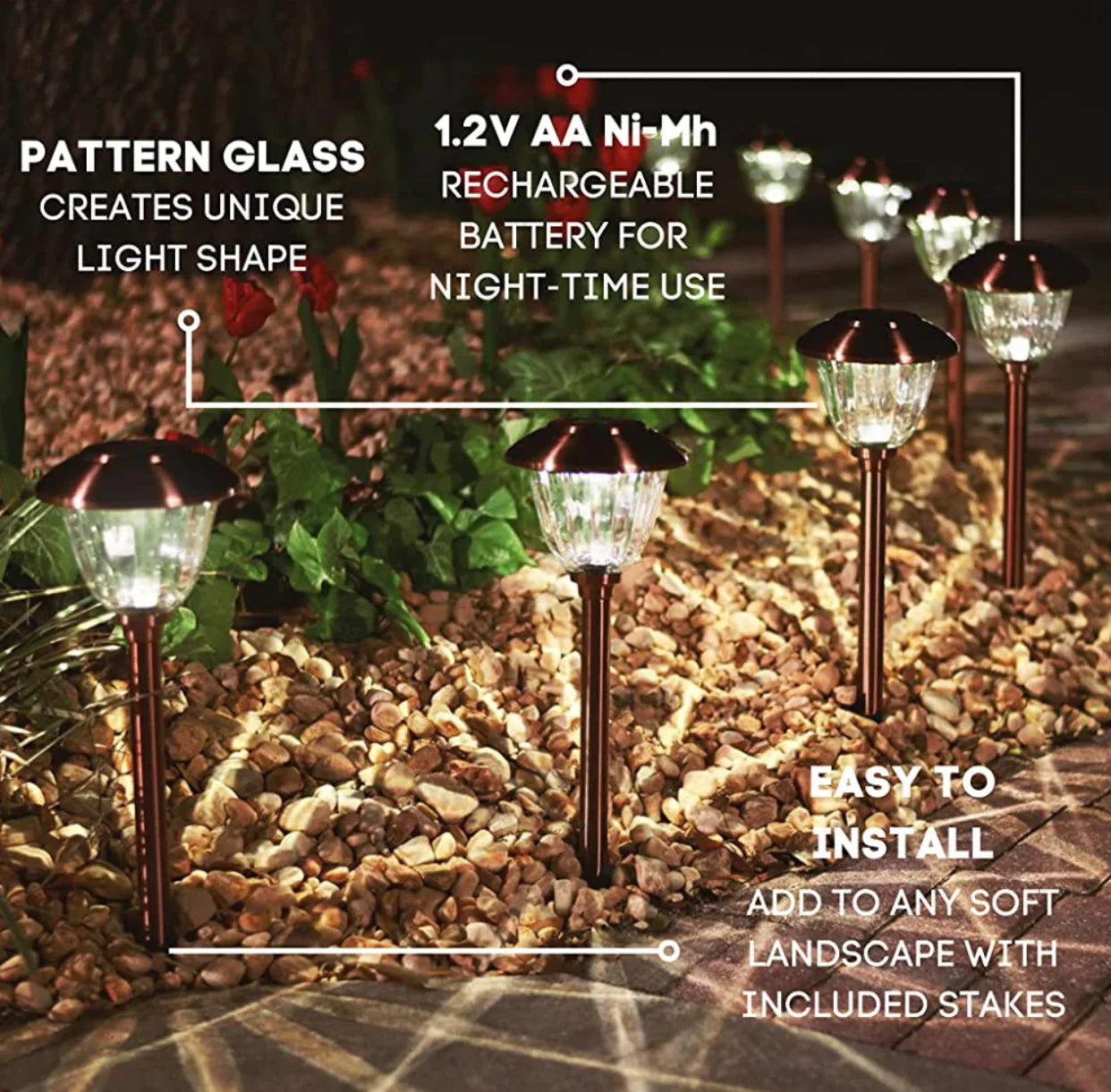 Lot de 10 lampes solaires LED Lighteme pour allées d'extérieur - 15 lumens