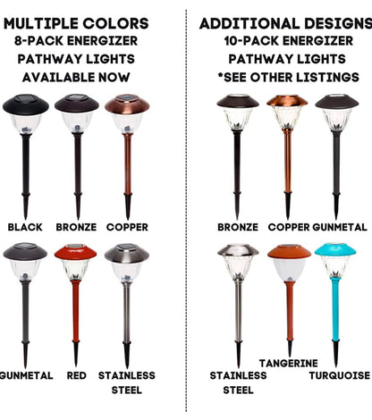 Lighteme 8 Pack Solar Pathway LED Lights Outdoor-Stainless Steel 15 Lumen