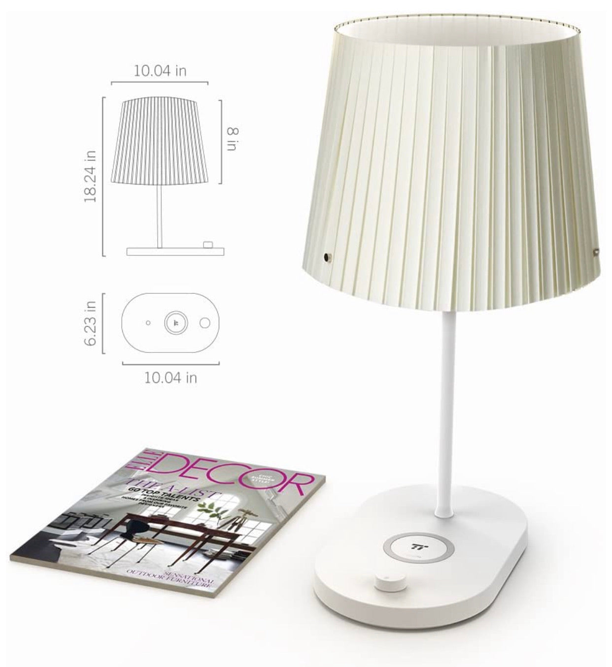 Lampe de chevet LED Lighteme avec chargeur sans fil rapide, 7,5 W, pour iPhone et Android, lampe de table avec port USB (lot de 2)