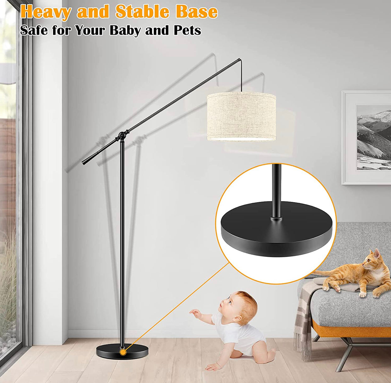 Lighteme Arc Stehlampe Hang - Groß - mit LED-Birne 