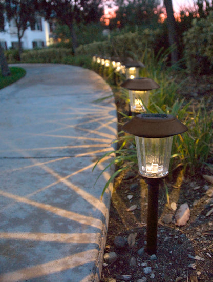 Lighteme Bronze 8-Piece Large Solar Pathway Lights - Changing Color Model SGL-13119
