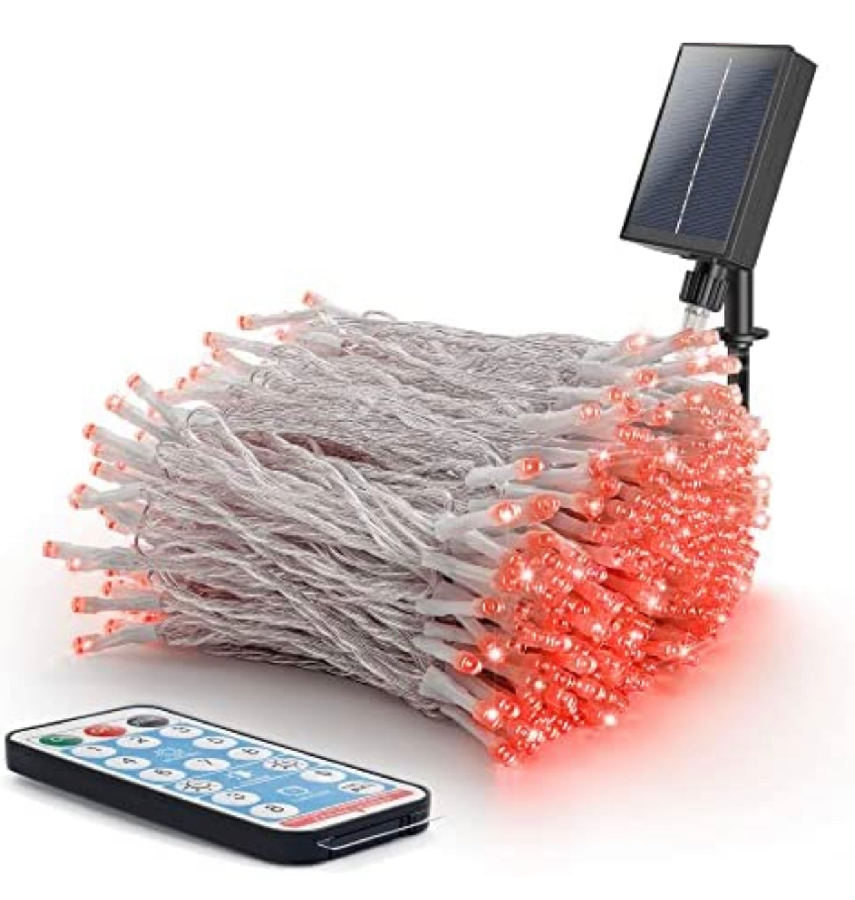 Guirlande lumineuse solaire d'extérieur Lighteme de 50 m, fil blanc, 500 LED, 8 modes, minuterie et télécommande.