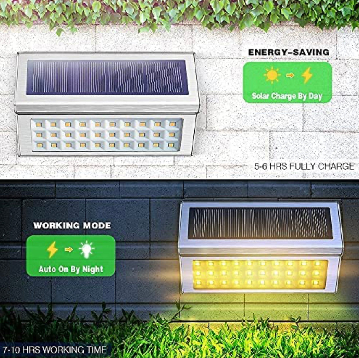Lot de 6 lampes solaires d'extérieur Lighteme à 30 LED en acier inoxydable pour terrasse et escaliers 