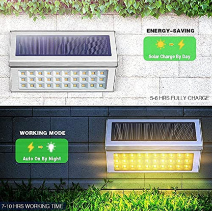 Lot de 6 lampes solaires d'extérieur Lighteme à 30 LED en acier inoxydable pour terrasse et escaliers 
