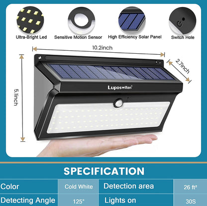 Lighteme Solar-Außenleuchten, 100 LEDs, Bewegungsmelder, Solar-Sicherheitsleuchten, 4er-Pack 