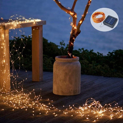 Guirlande lumineuse solaire d'extérieur Lighteme, lot de 2, fil de cuivre, étanche, avec 8 modes d'éclairage