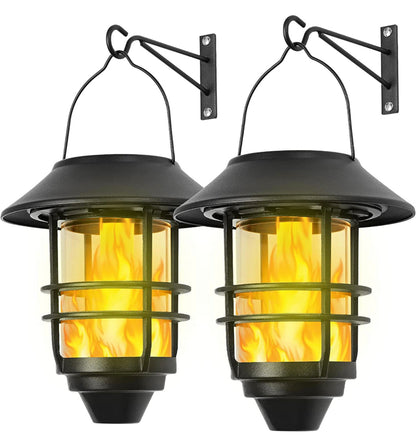 Lighteme 2er-Pack Solar-Sicherheits-Hängelaternen, Wand-/Verandaleuchten, 15 Lumen, schweres Glas und Edelstahl