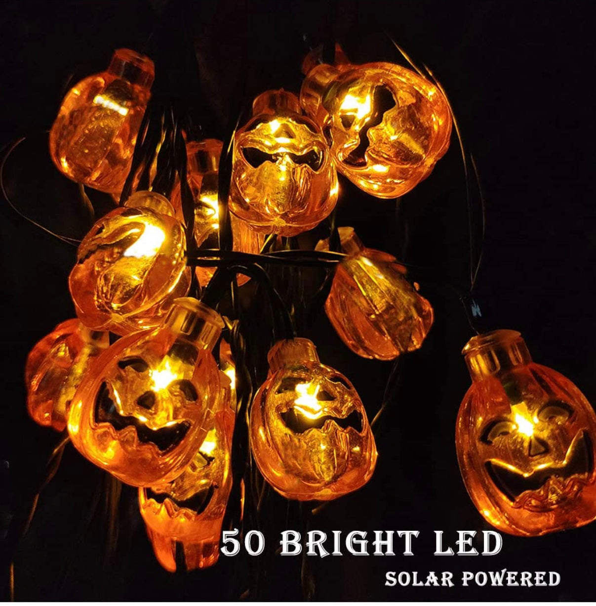 Guirlande lumineuse solaire d'Halloween Lighteme de 10 m, 50 LED, 8 modes d'éclairage