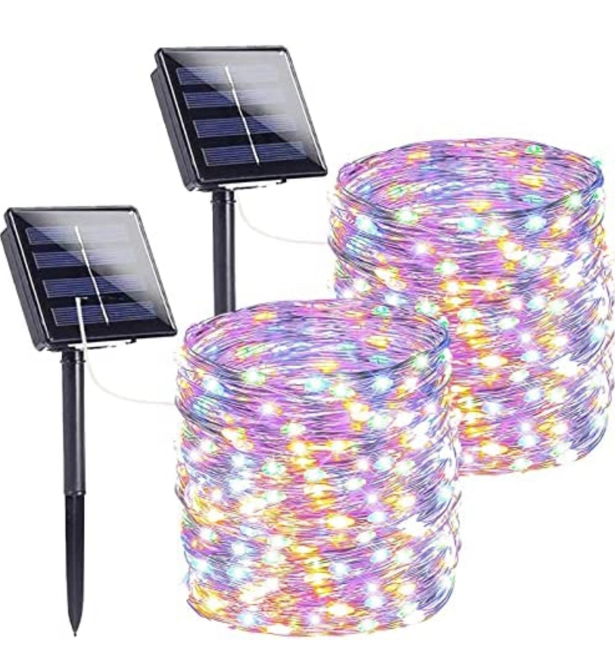 Guirlande lumineuse solaire d'extérieur Lighteme, lot de 2, fil de cuivre, étanche, avec 8 modes d'éclairage