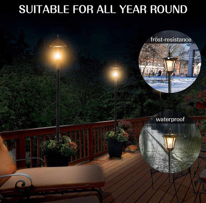 Lampadaire solaire d'extérieur Lighteme de 64 pouces avec jardinière, 70 lumens, à énergie solaire, 4 hauteurs réglables - Noir