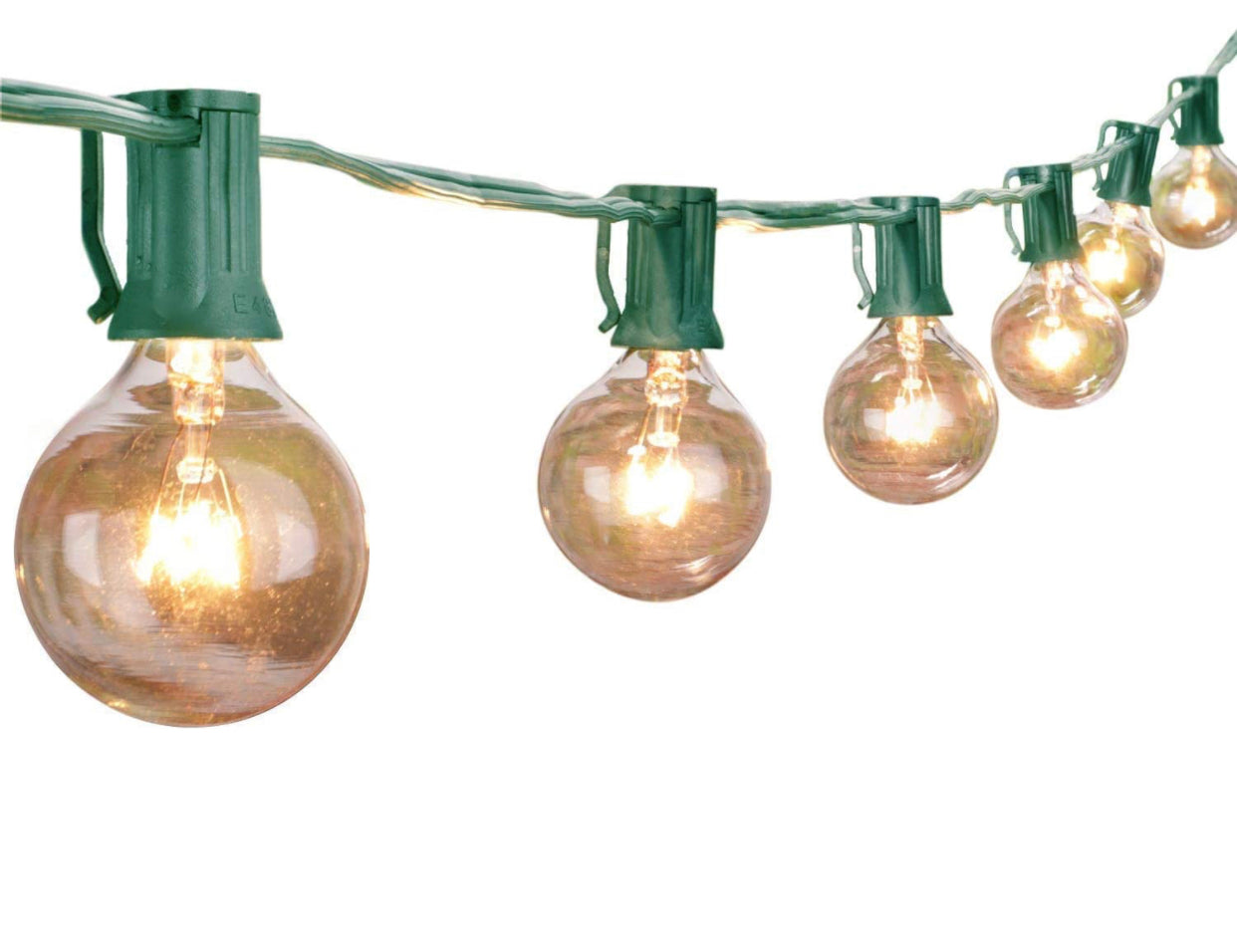 Lighteme 25 Ft Plug-In Outdoor String Light G40 Globe Patio Lights with 26 Edison Glass Bulbs Hanging Light