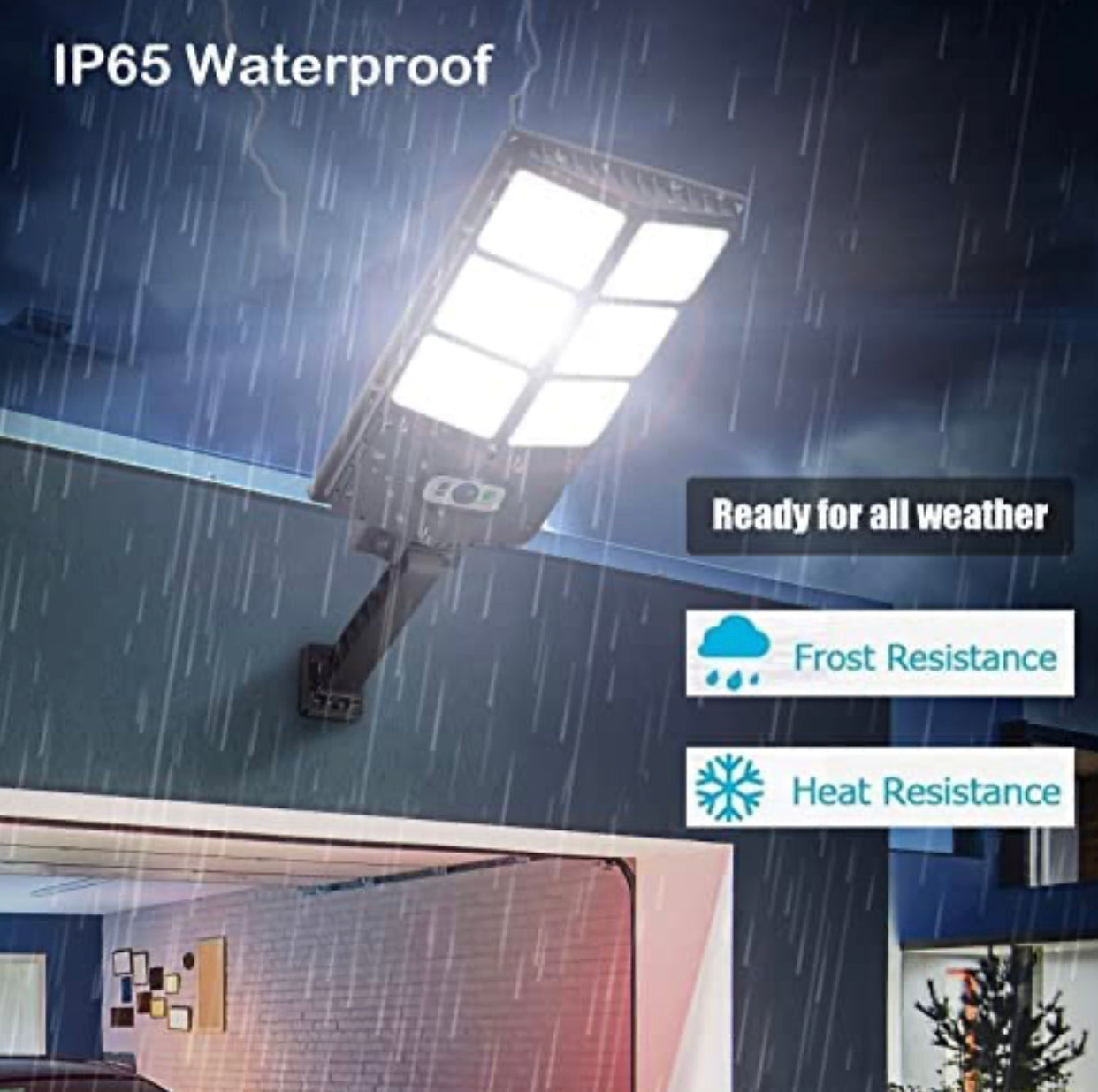 Lampes solaires Lighteme 150 W, 3 modes, applique murale solaire à LED avec détecteur de mouvement et télécommande, 8 000 lm