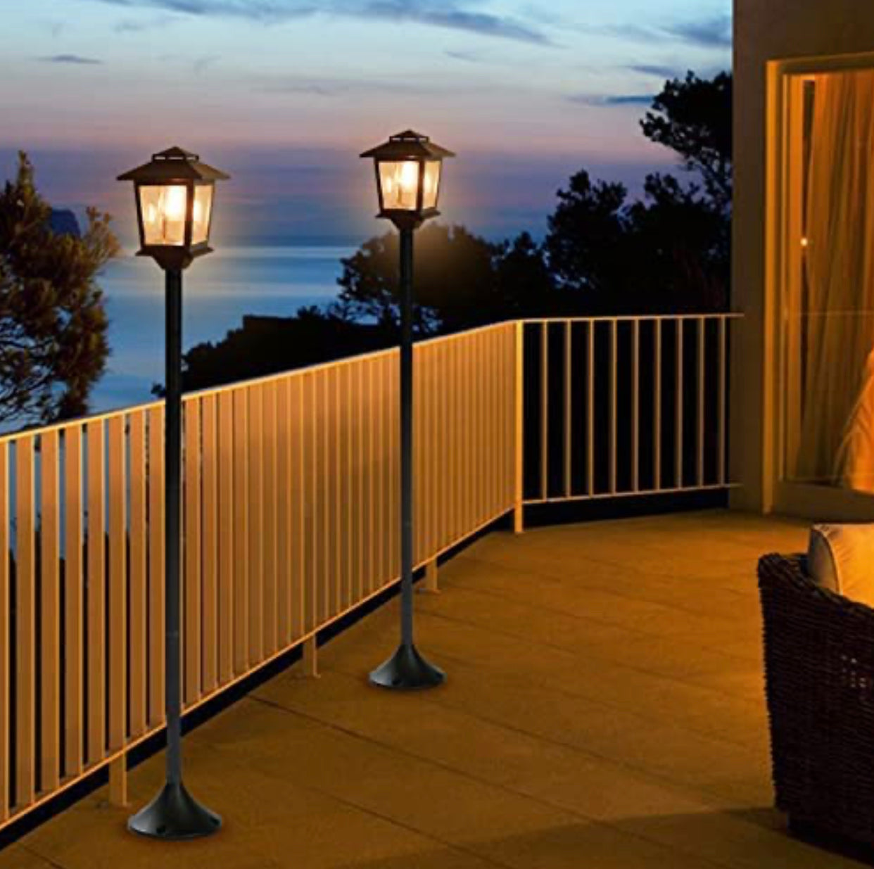 Lighteme 63" Solar Lamp Post Lights Outdoor 2 Pack ,Aluminum Floor Lamp,Waterproof Solar Powered Street Lights for Garden Warm White