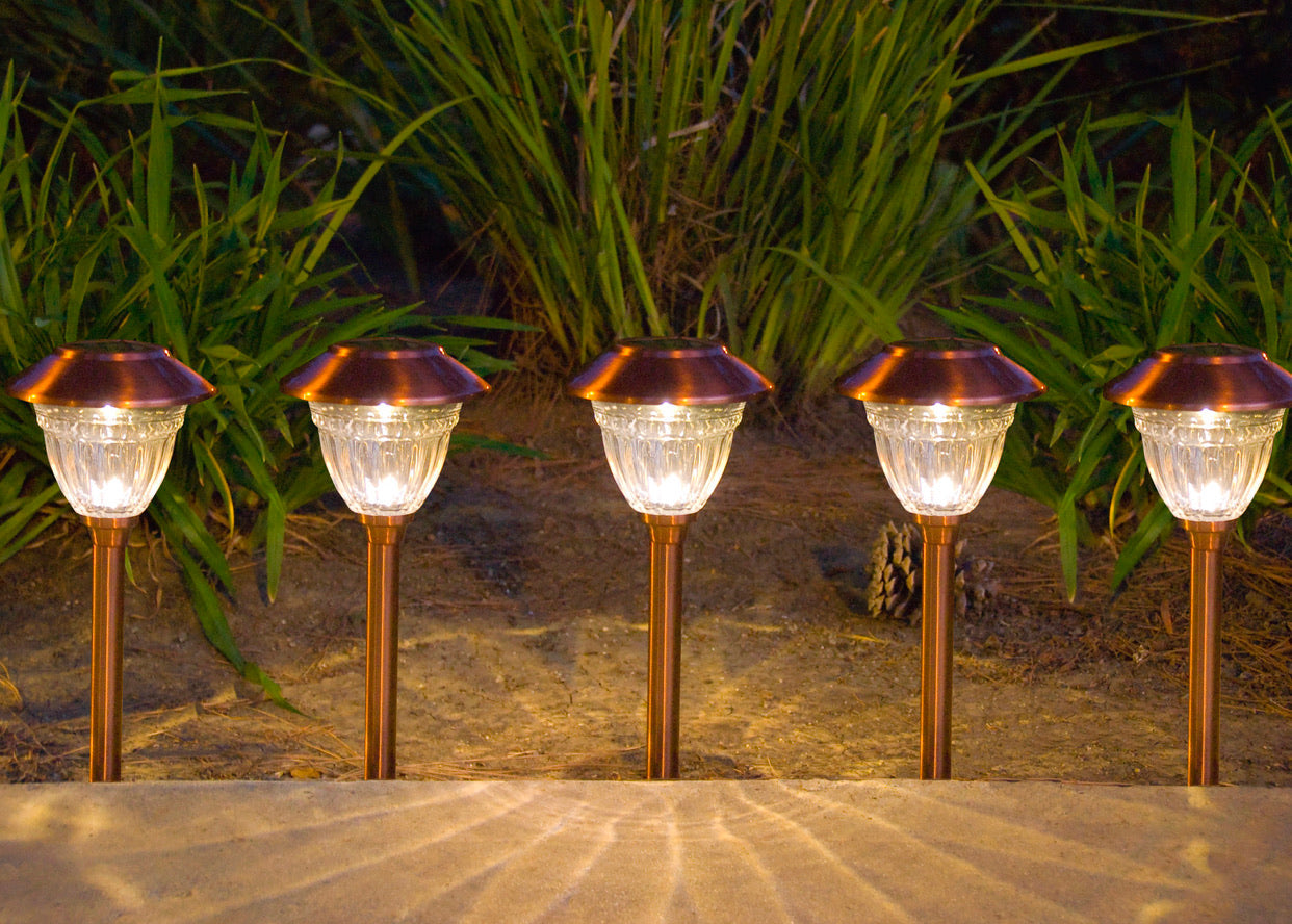 Lot de 10 lampes solaires LED Lighteme pour allées d'extérieur (cuivre)