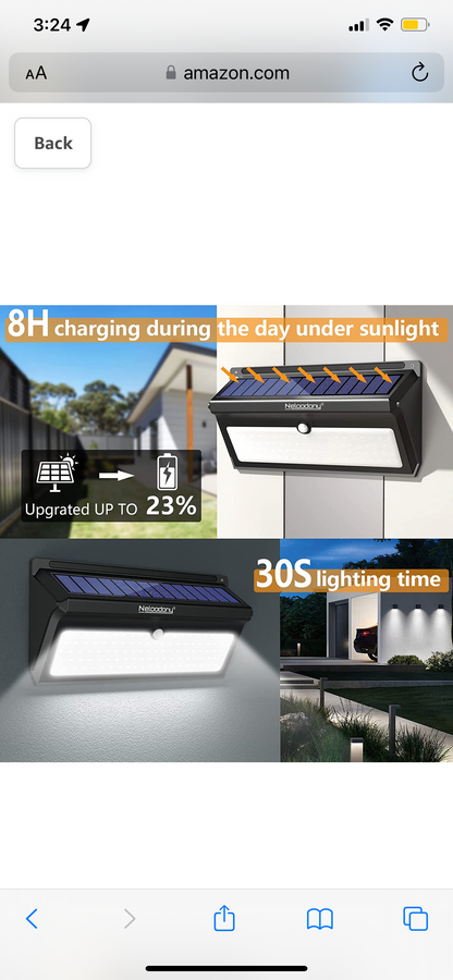Lighteme Solar-Außenleuchten, 100 LEDs, Bewegungsmelder, Solar-Sicherheitsleuchten, 4er-Pack 