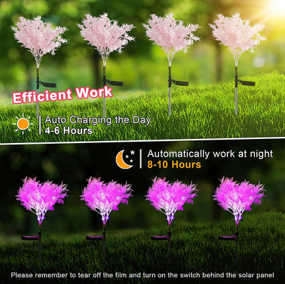 Lot de 2 fleurs solaires Lighteme, motif givre rose, fleurs à énergie solaire, du crépuscule à l'aube 