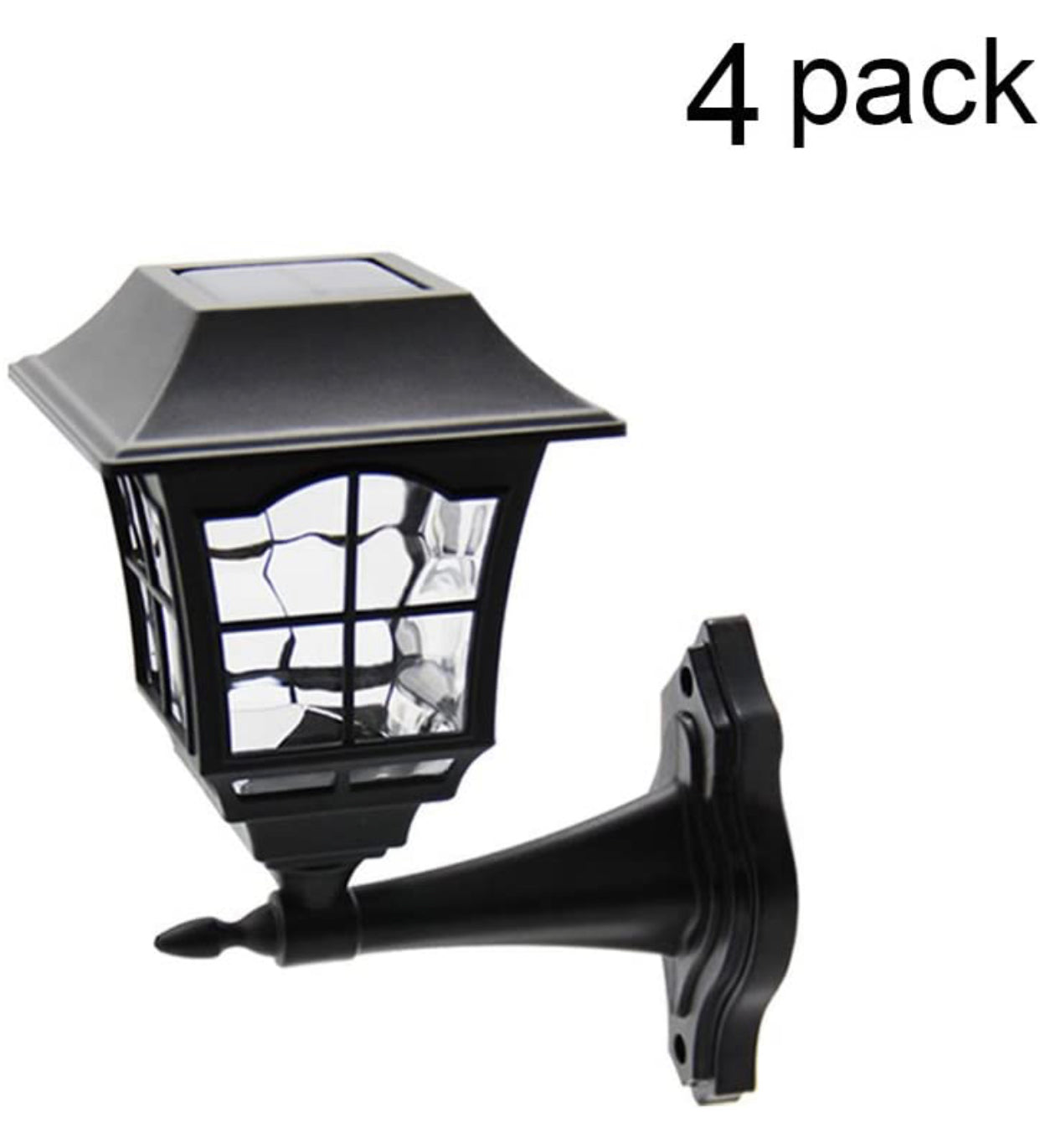 Lighteme Lot de 4 lanternes murales solaires d'extérieur 15 lumens Luminaire LED solaire d'extérieur de Noël avec kit de montage mural 