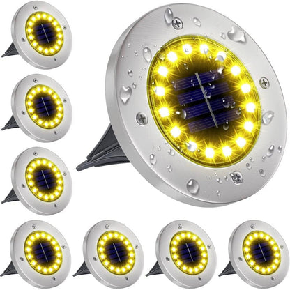 Lighteme Solar Garden Disk Lights 16LED Solar Ground Lights Underground Lights,4 Pack-20 Lumen