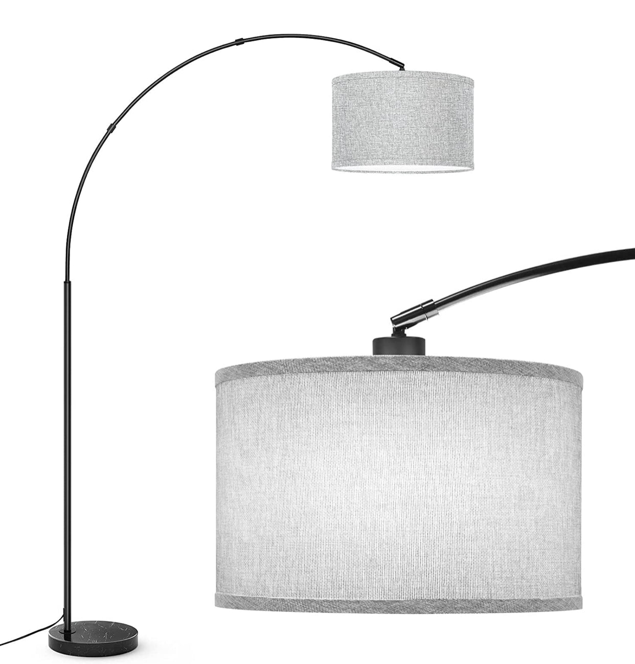 Lampadaire Arc Lighteme, lampe sur pied moderne pour salon, intensité variable, 74 pouces de hauteur
