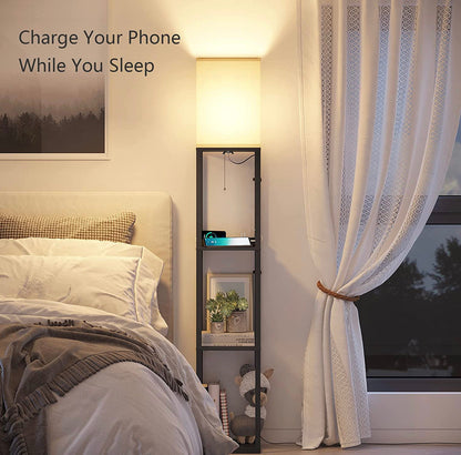 Chargeur de lampadaire Lighteme - Lampadaire d'étagère avec ports de charge USB et prise électrique 
