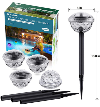 Lot de 4 lampes solaires LED Lighteme pour allées, 8 couleurs changeantes, étanches, pour extérieur