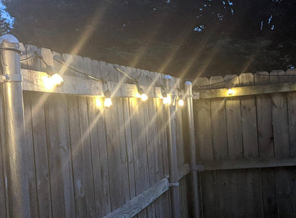 Lighteme Outdoor String Lights 48Ft Plug-In Anti Glare, Beautiful Gold Tip LED Bulbs - 48 Ft