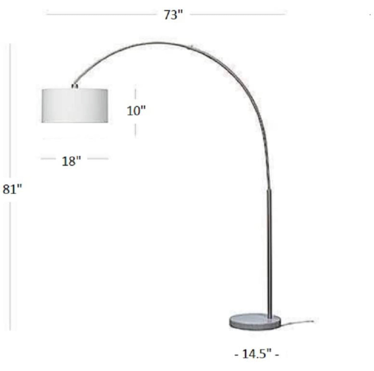 Lighteme Arc Stehlampe mit einzigartiger Hängetrommel – über der Couch gewölbt 