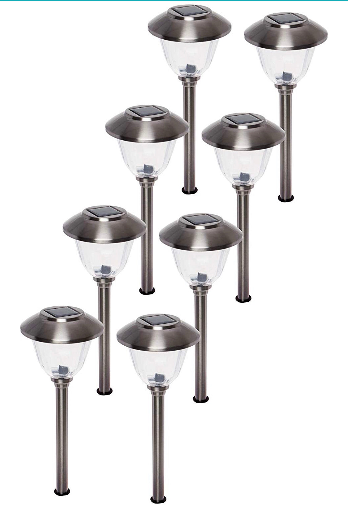 Lighteme 8 Piece LED Solar Path Lights 14 Lumen - Stainless Steel ( Silver )