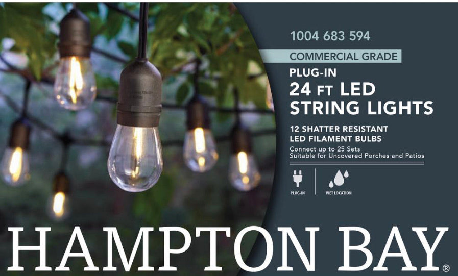 Lighteme 24 Fuß wasserdichte LED-Lichterkette, 12 Glühbirnen, Plug-In 
