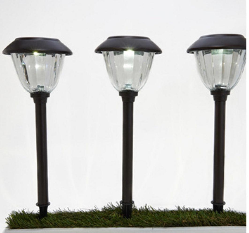Lot de 8 lampes solaires LED Lighteme pour allées d'extérieur, en acier inoxydable, 15 lumens (noir).