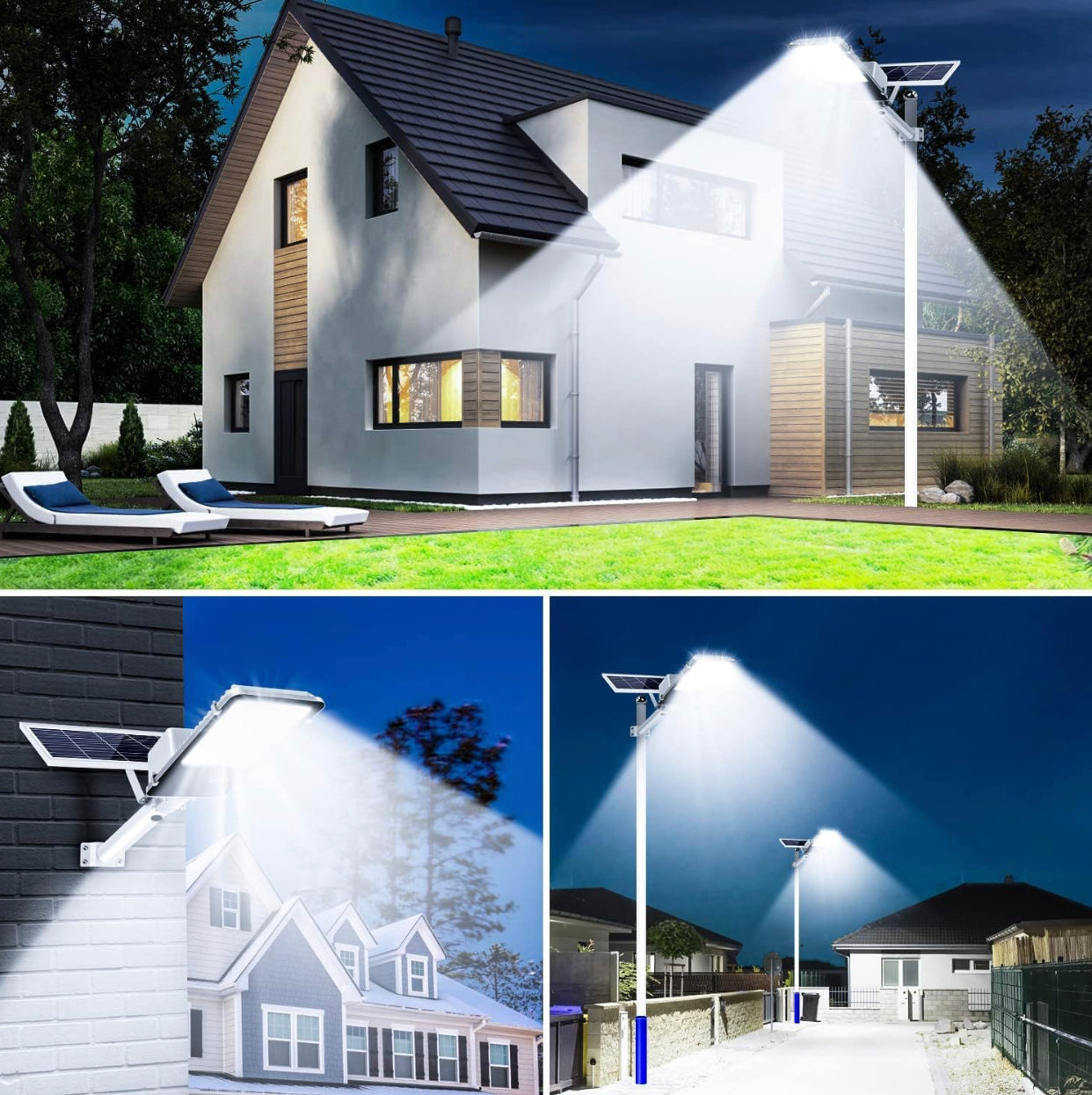 Lighteme 1000 W kommerzielle Solar-Straßenlaterne für den Außenbereich, 100.000 Lumen, Dämmerung bis Morgengrauen, Solar mit Fernbedienung 