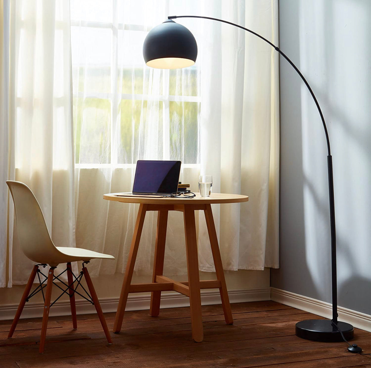 Lighteme Over The Couch Arc Floor Lamp with Globe Shade, Matches Your Living Room Decor - Standing Light Tall (4-Colors)