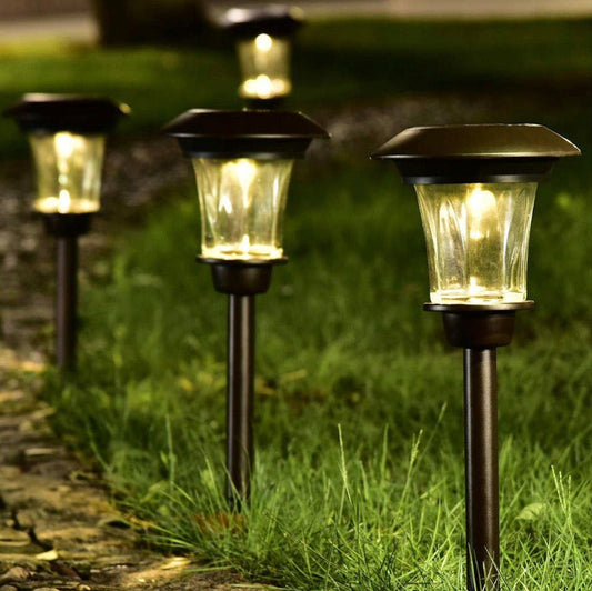 Lot de 8 lampes solaires LED Lighteme pour allées d'extérieur, bronze huilé
