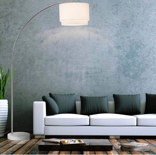 Lighteme Arc Stehlampe mit einzigartiger Hängetrommel – über der Couch gewölbt 