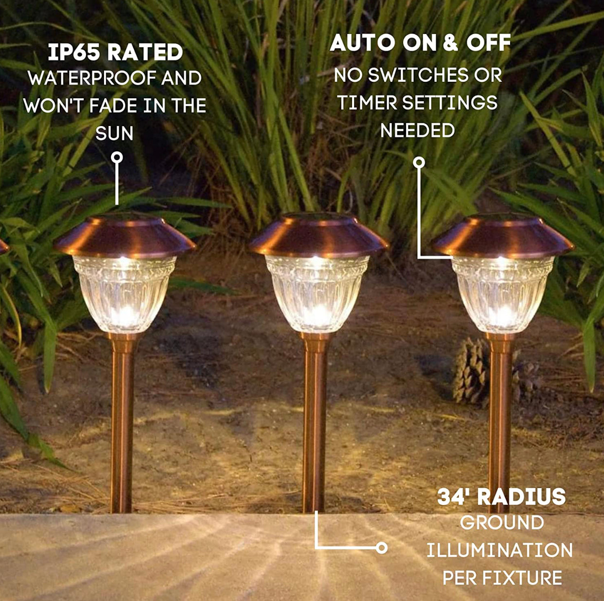 Lighteme 10er-Pack Solar-LED-Wegeleuchten für den Außenbereich, Edelstahl 