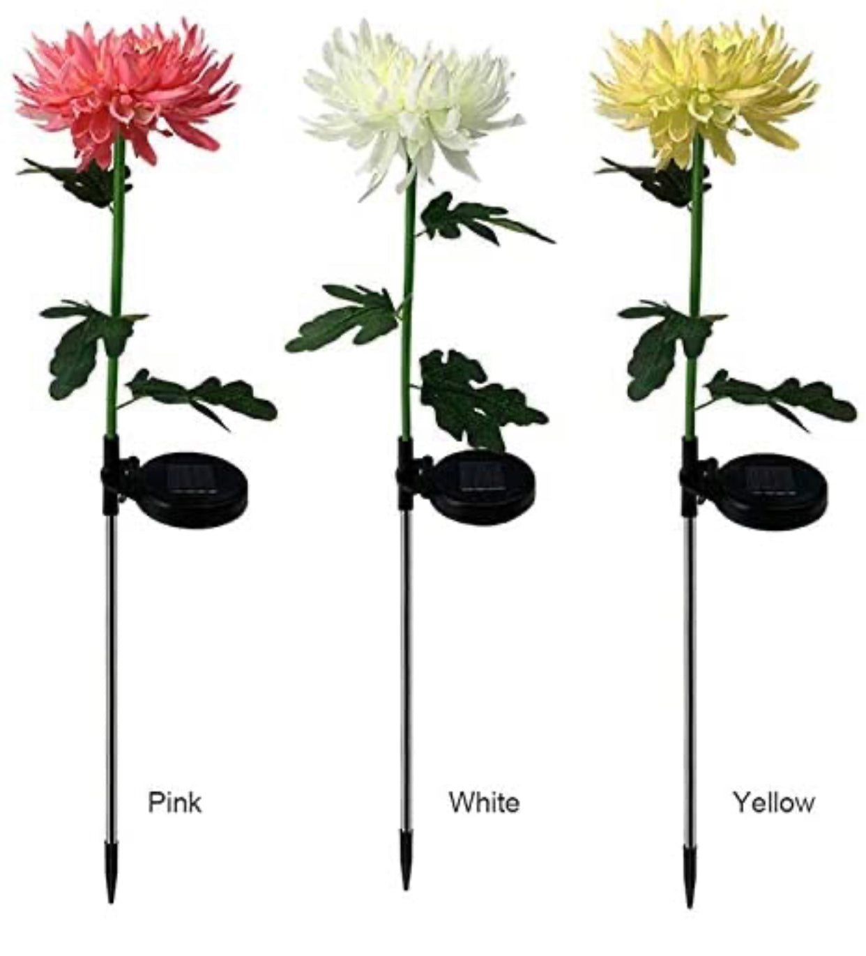 Lampe solaire LED Lighteme, chrysanthème artificiel (lot de 3)