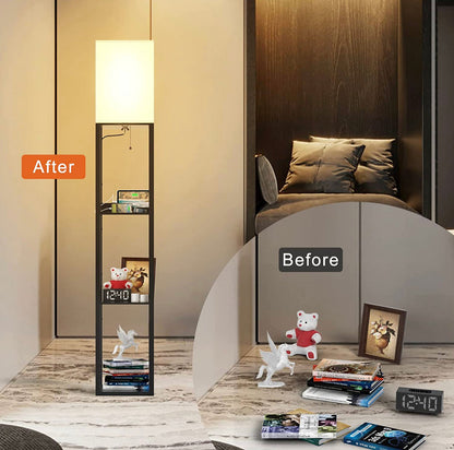 Chargeur de lampadaire Lighteme - Lampadaire d'étagère avec ports de charge USB et prise électrique 