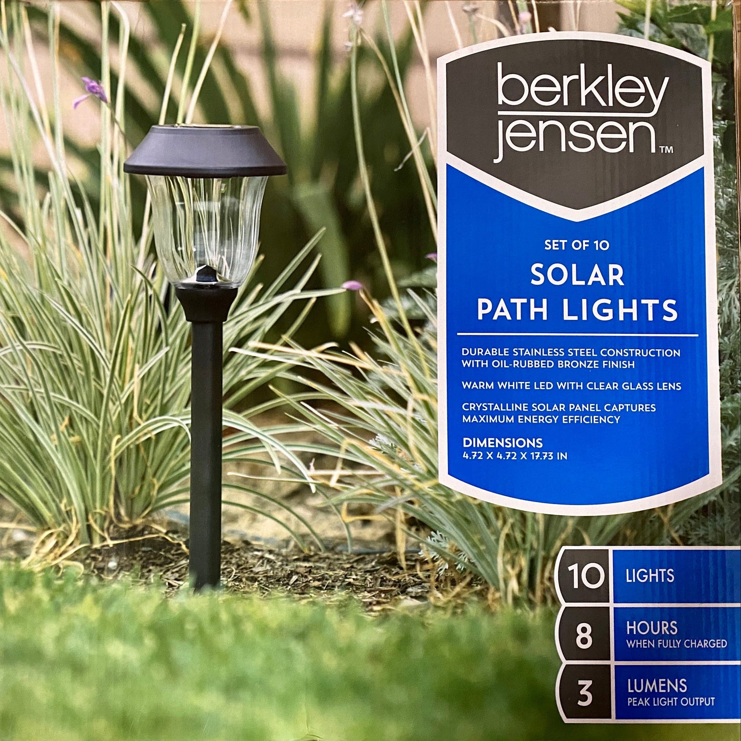 Lighteme 14-Lumen Solar Pathway Lights,10 Pack- Oil-rubbed Bronze
