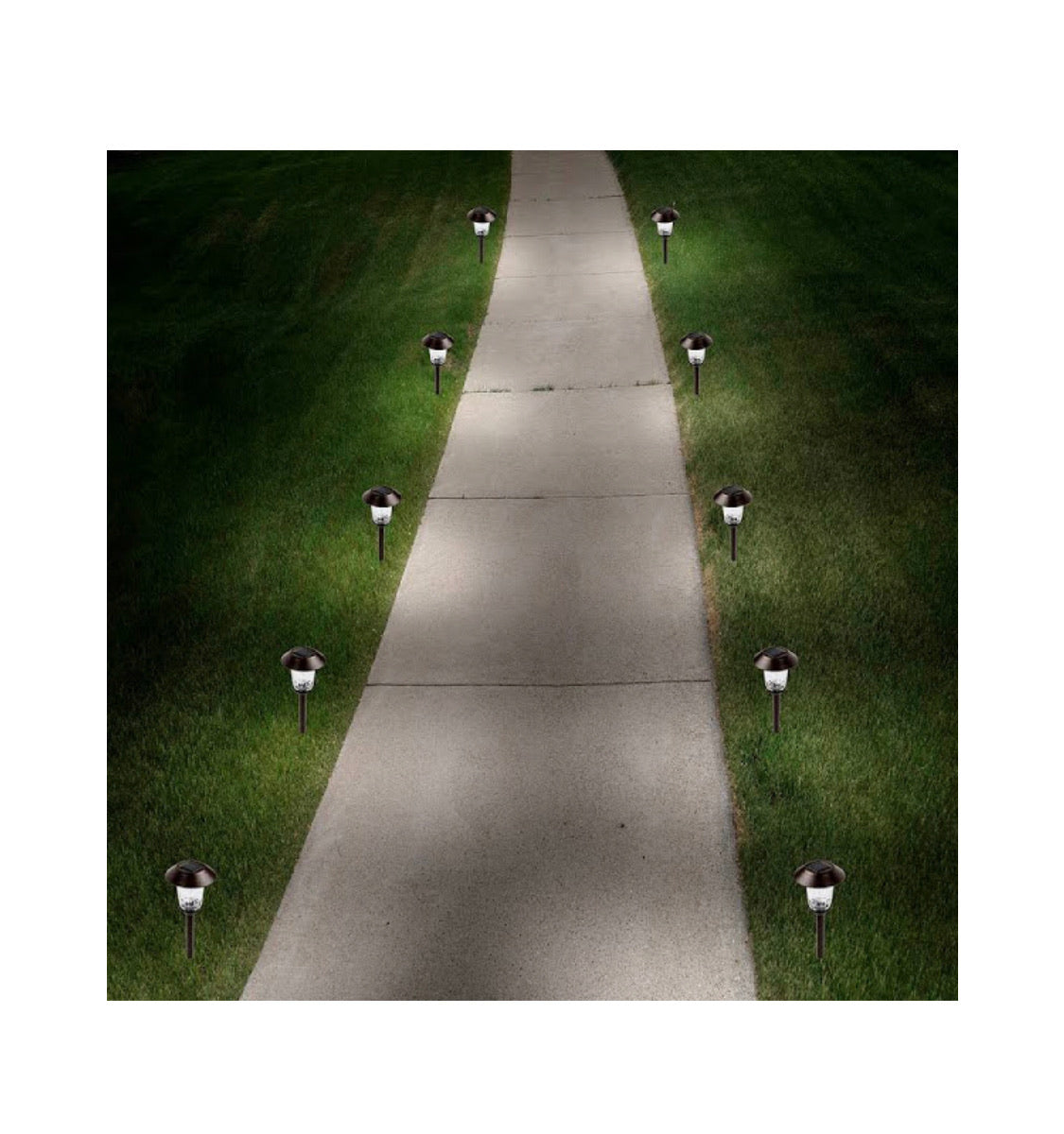 Lighteme High-End Solar LED Pathway Lights Glass And Stainless Steel (10-Pack)