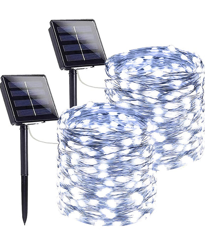 Guirlande lumineuse solaire d'extérieur Lighteme, lot de 2, fil de cuivre, étanche, avec 8 modes d'éclairage