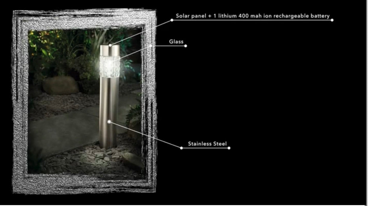 Lighteme Hampton Modern Stainless Steel Solar Powered LED Bollard Pathway  Light -15 Pack
