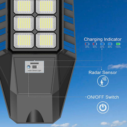 Lighteme 2er-Pack 1600 W Solar-Straßenlaternen für den Außenbereich, 90.000 Lumen, Dämmerung bis Morgengrauen, mit Fernbedienung und Bewegungssensor 