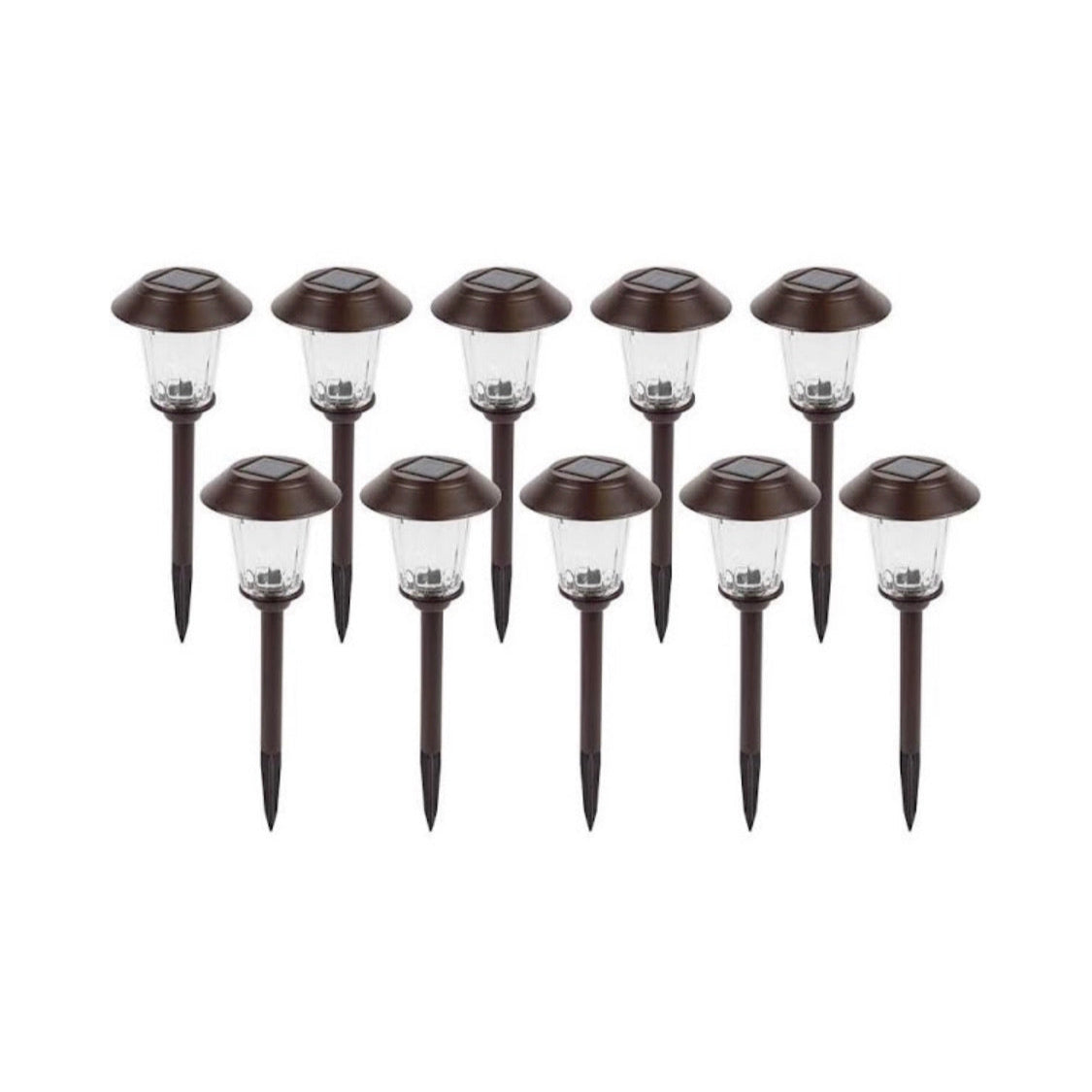 Lighteme High-End Solar LED Pathway Lights Glass And Stainless Steel (10-Pack)